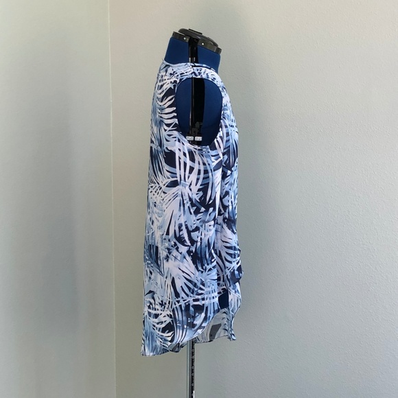 Sami & Jo Sheer Blue White Top Blouse  Size XL - Picture 3 of 6